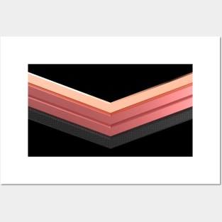 shiny pink rose gold and black leather chevrons home decor design Posters and Art